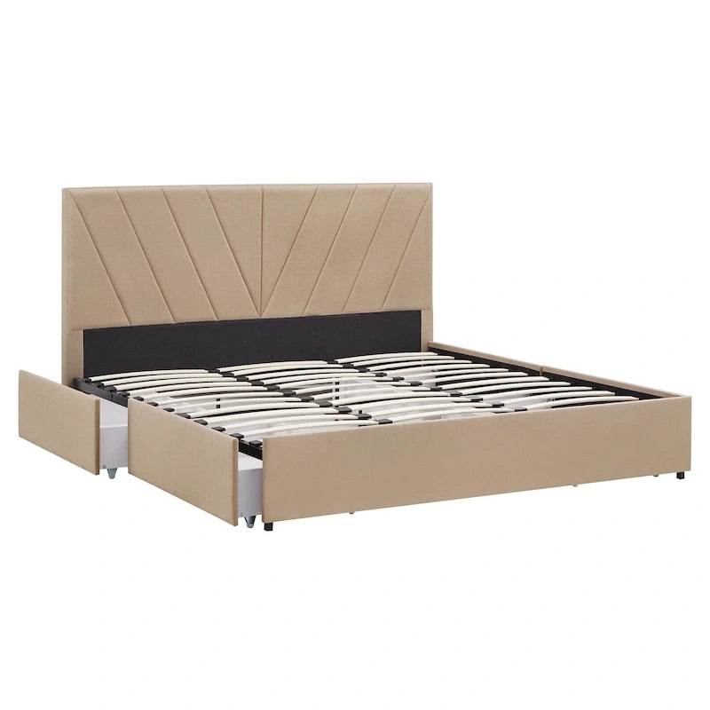 Arlert V-Channel Headboard Storage Platform Bed by iNSPIRE Q Modern