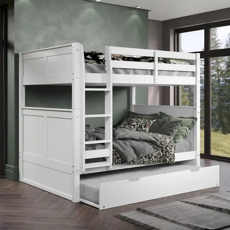 Camaflexi Full over Full Bunk Bed with Twin Trundle - Panel Headboard