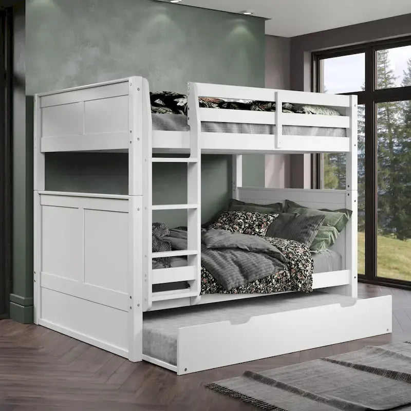Camaflexi Full over Full Bunk Bed with Twin Trundle - Panel Headboard