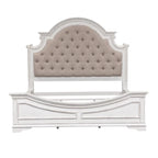 Set letto imbottito, comò e specchio, e comodino Magnolia Manor