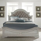 Set letto imbottito, comò e specchio, e comodino Magnolia Manor