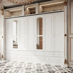 Modular Majesty Double Wardrobe Mirror-Front Storage Closet Armoires