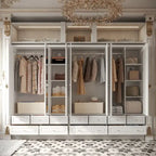 Modular Majesty Double Wardrobe Mirror-Front Storage Closet Armoires