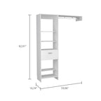 TUHOME Manchester 150 Closet System with Metal Rod, 5 Open Shelves, and 1 Drawer - N/A