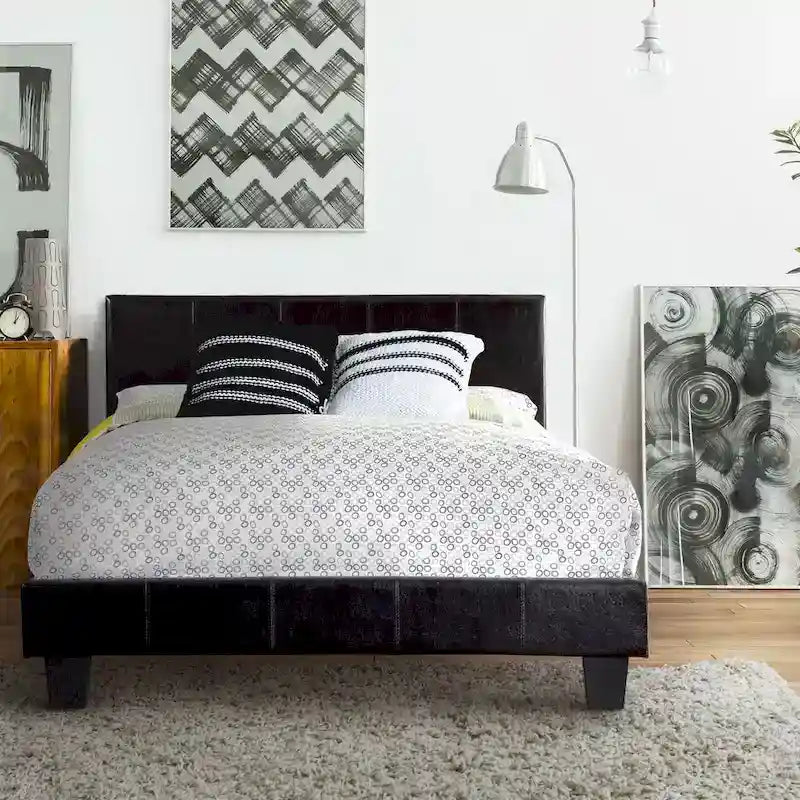 Anita I Contemporary Faux Leather Upholstered Platform Bed