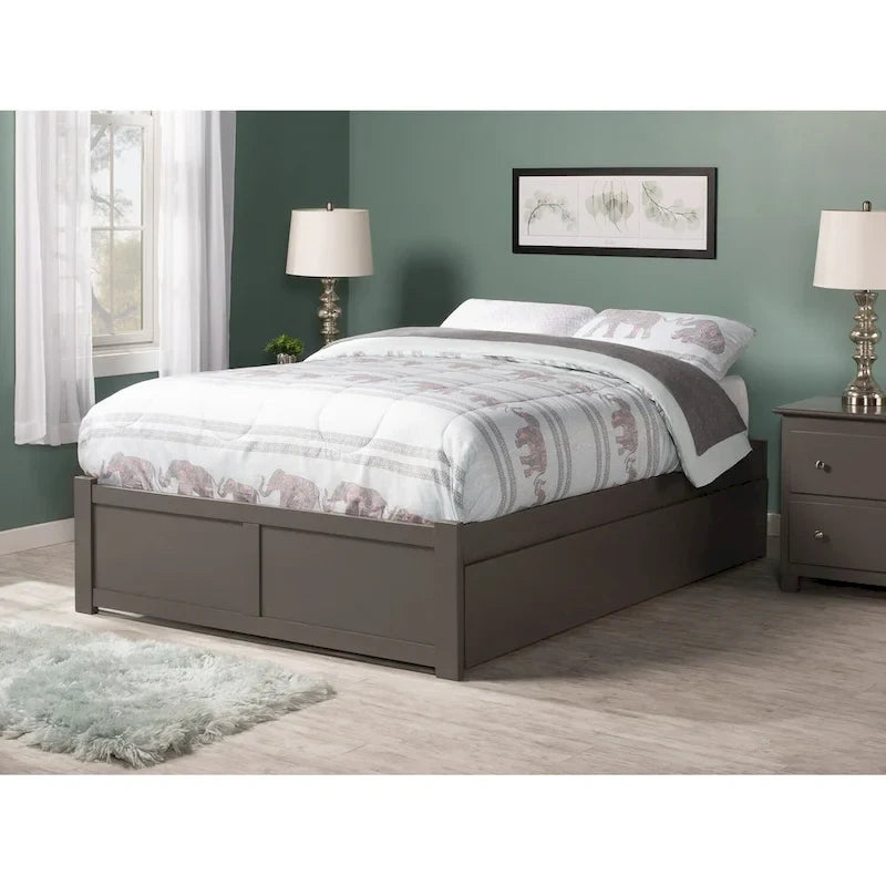 Concord Wood King Platform Bed with Twin XL Trundle