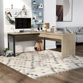 DH BASIC Industrial Natural Oak 65-inch Metal L-Shaped Standing Desk by Denhour