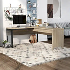 DH BASIC Industrial Natural Oak 65-inch Metal L-Shaped Standing Desk by Denhour