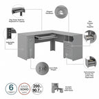 Fairview 60W L Shaped Desk with Hutch by Bush Furniture