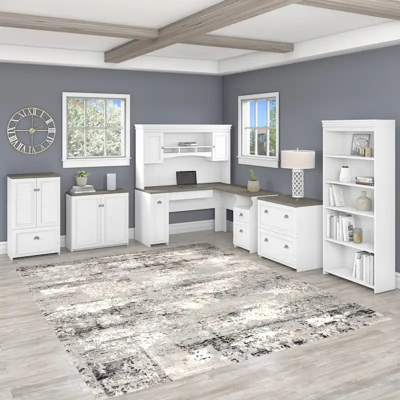 Fairview 60W L Shaped Desk with Hutch by Bush Furniture
