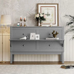 Queen Size Murphy Bed Chest with Desk, USB Port,Removable Shelves on Each Side