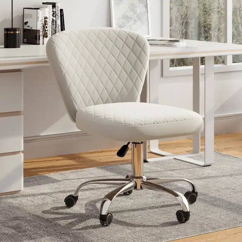 Corvus Velvet Armless Adjustable Swivel Home Office Chair