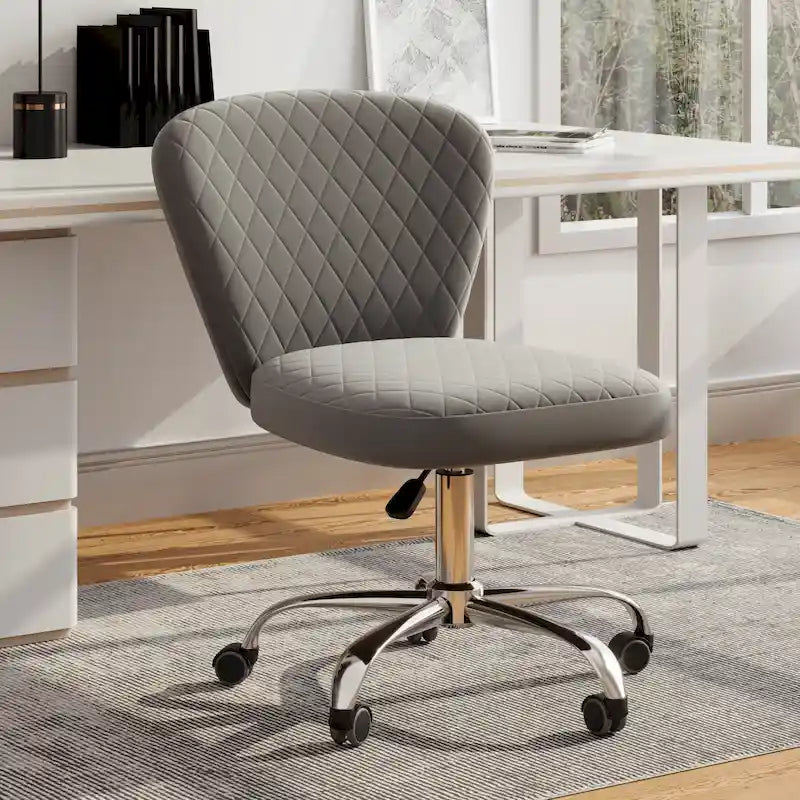 Corvus Velvet Armless Adjustable Swivel Home Office Chair