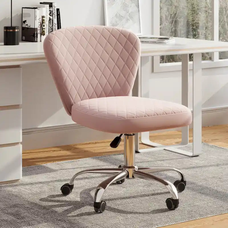 Corvus Velvet Armless Adjustable Swivel Home Office Chair
