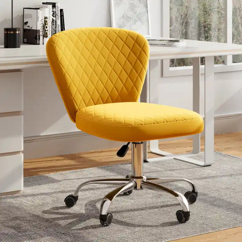 Corvus Velvet Armless Adjustable Swivel Home Office Chair