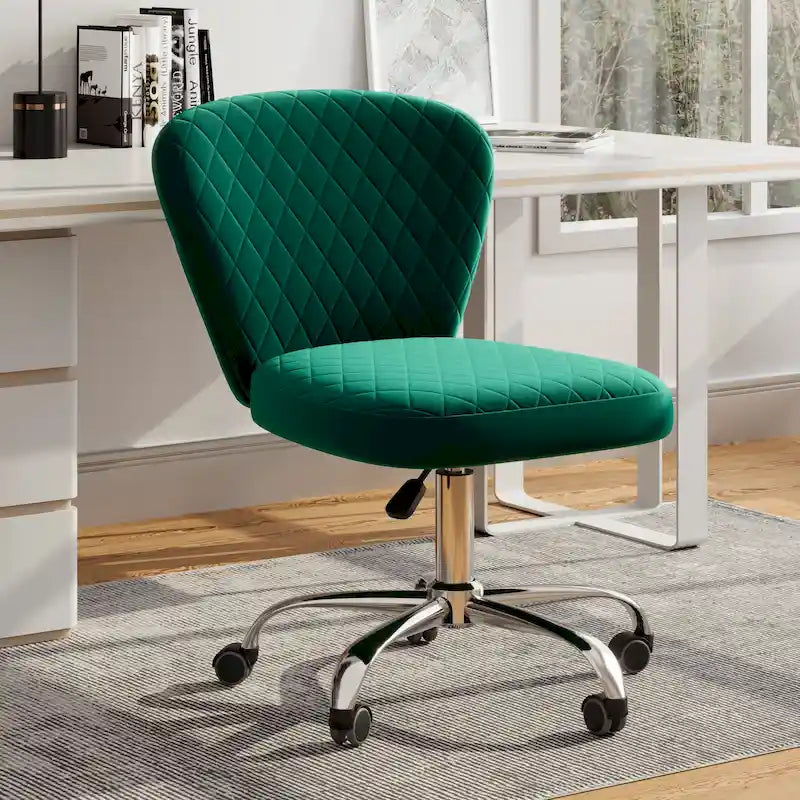 Corvus Velvet Armless Adjustable Swivel Home Office Chair