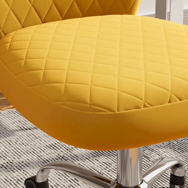 Corvus Velvet Armless Adjustable Swivel Home Office Chair