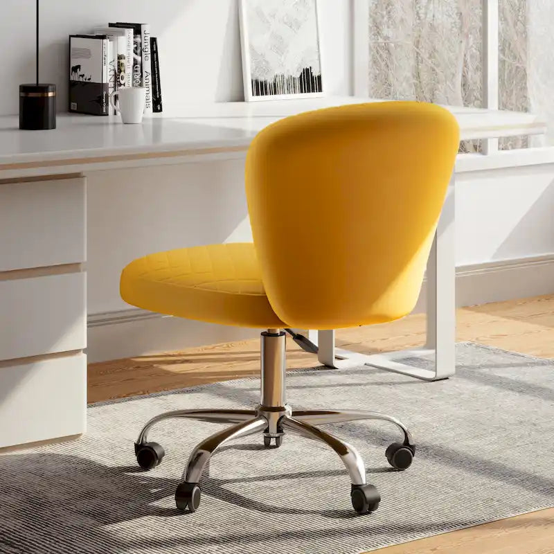 Corvus Velvet Armless Adjustable Swivel Home Office Chair