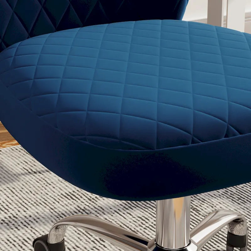Corvus Velvet Armless Adjustable Swivel Home Office Chair