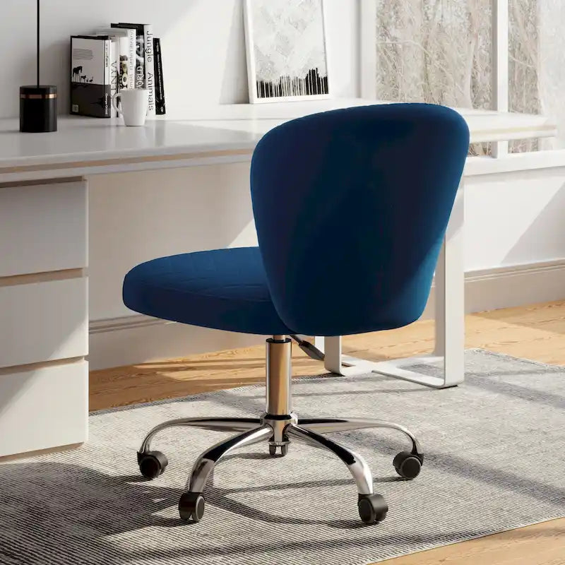 Corvus Velvet Armless Adjustable Swivel Home Office Chair