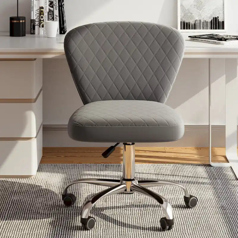 Corvus Velvet Armless Adjustable Swivel Home Office Chair