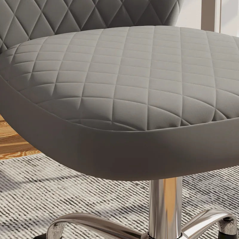 Corvus Velvet Armless Adjustable Swivel Home Office Chair
