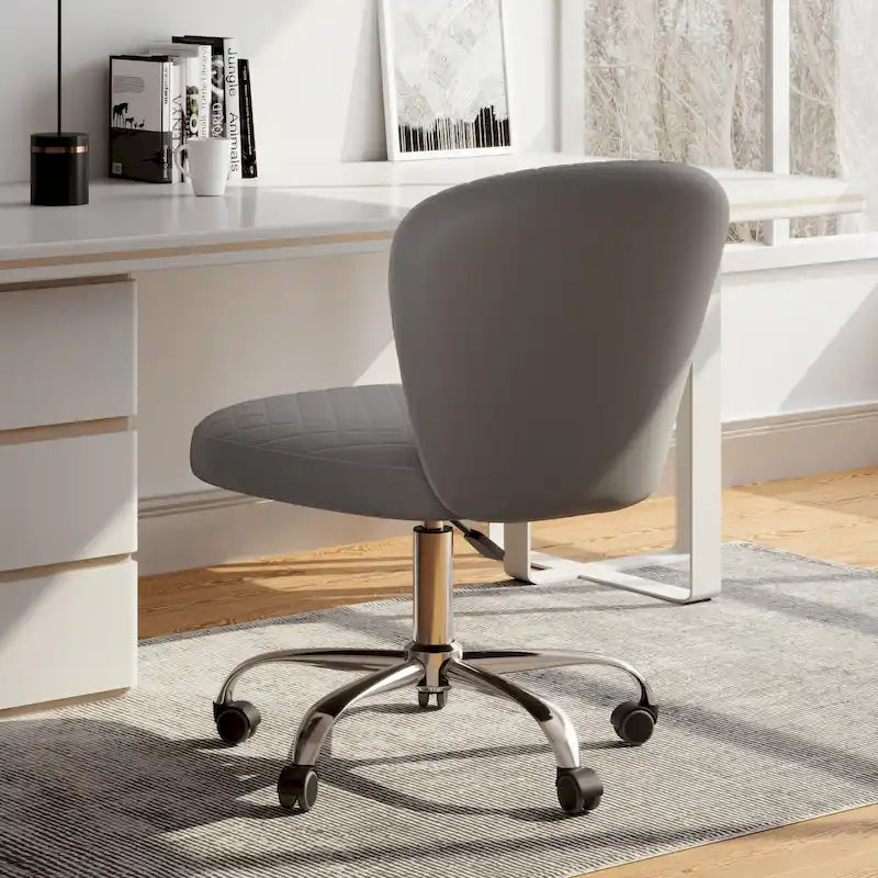 Corvus Velvet Armless Adjustable Swivel Home Office Chair