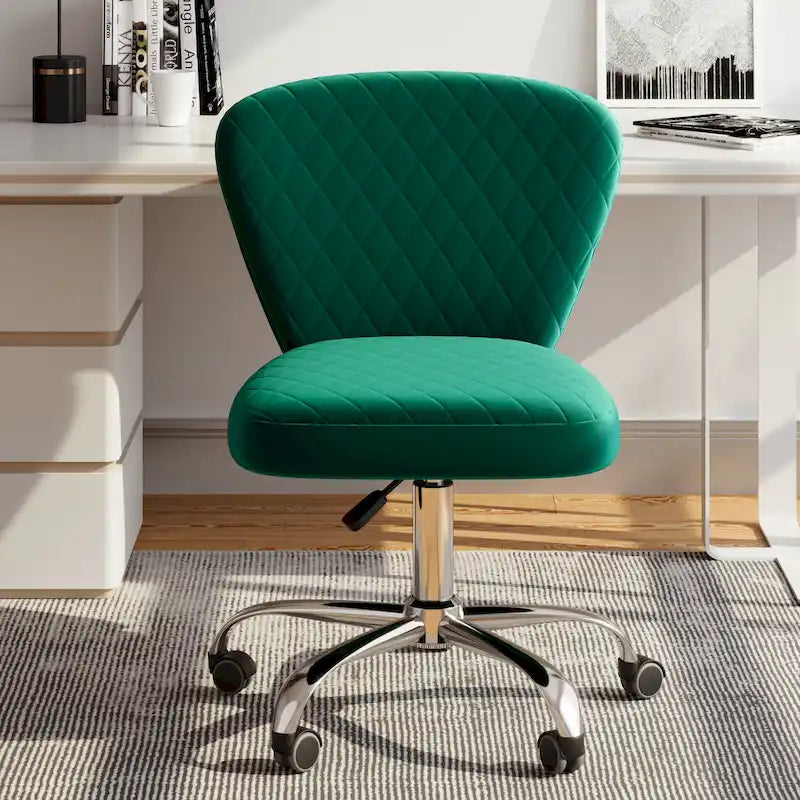 Corvus Velvet Armless Adjustable Swivel Home Office Chair