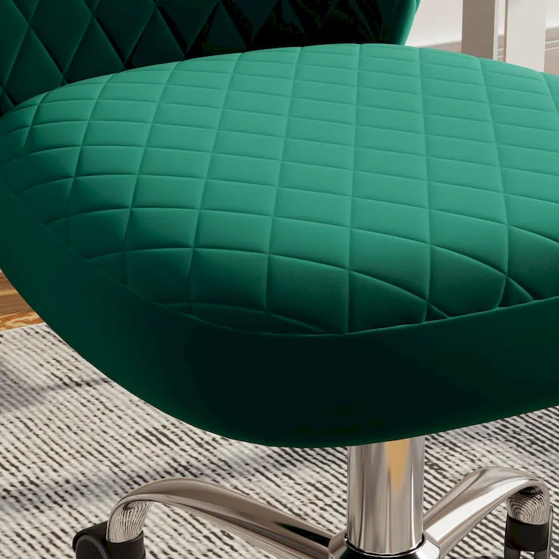 Corvus Velvet Armless Adjustable Swivel Home Office Chair