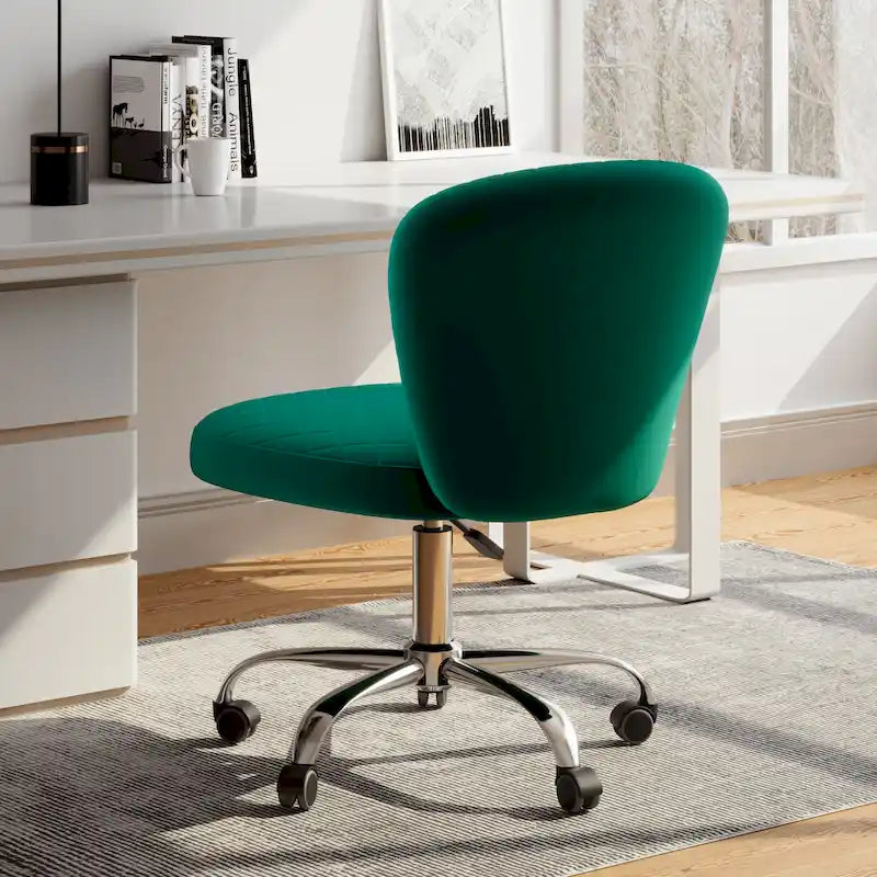 Corvus Velvet Armless Adjustable Swivel Home Office Chair