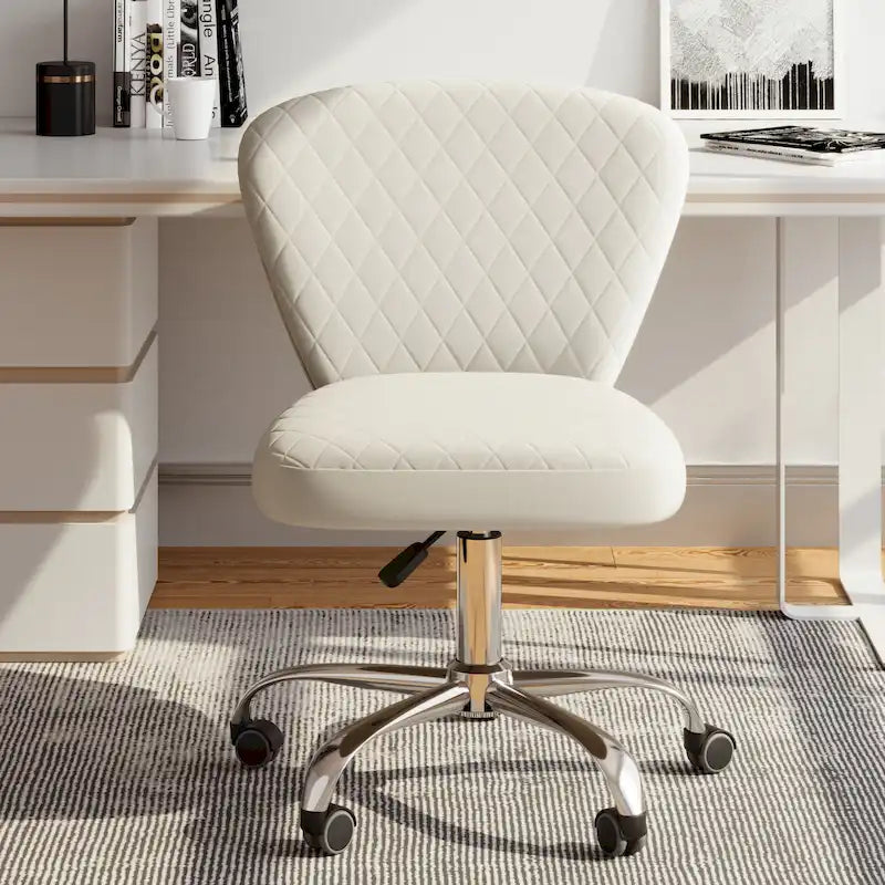 Corvus Velvet Armless Adjustable Swivel Home Office Chair