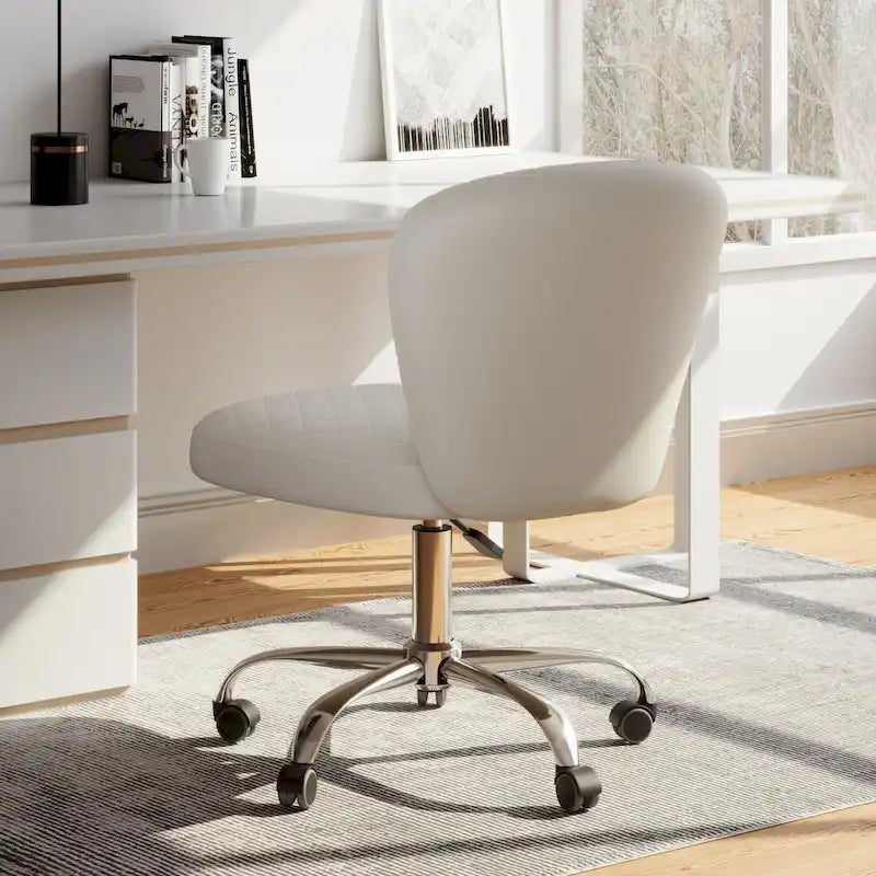 Corvus Velvet Armless Adjustable Swivel Home Office Chair