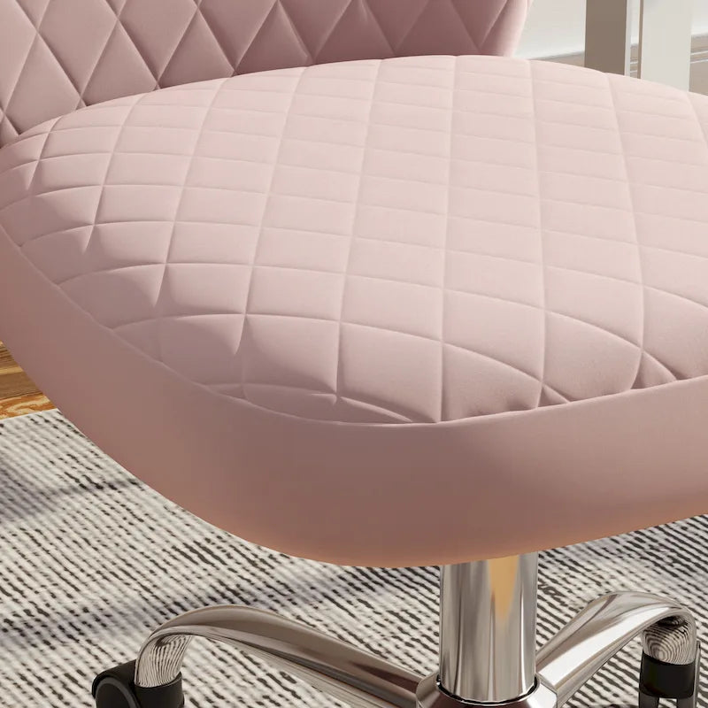 Corvus Velvet Armless Adjustable Swivel Home Office Chair