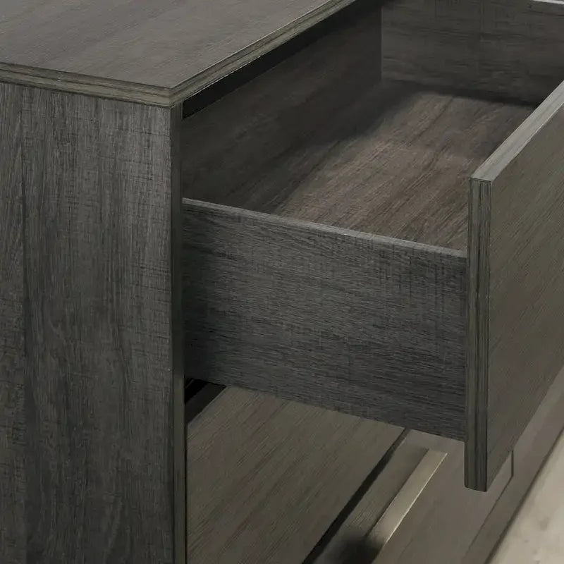 Roundhill Furniture Ioana Antique Grey Finish 3-Piece Wood Bed Room Set, Panel Bed and Two Nightstands