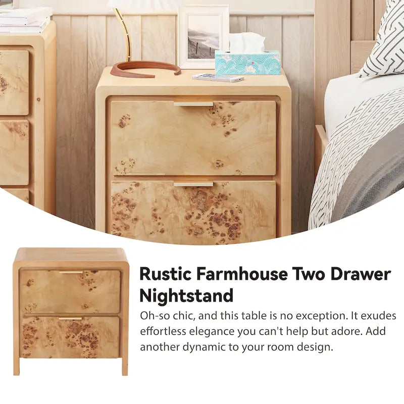 COZAYH Fully-Assembled Farmhouse Nightstand, Rustic Distressed Wood Retro Accent Dresser, Chest of Drawers,Boho