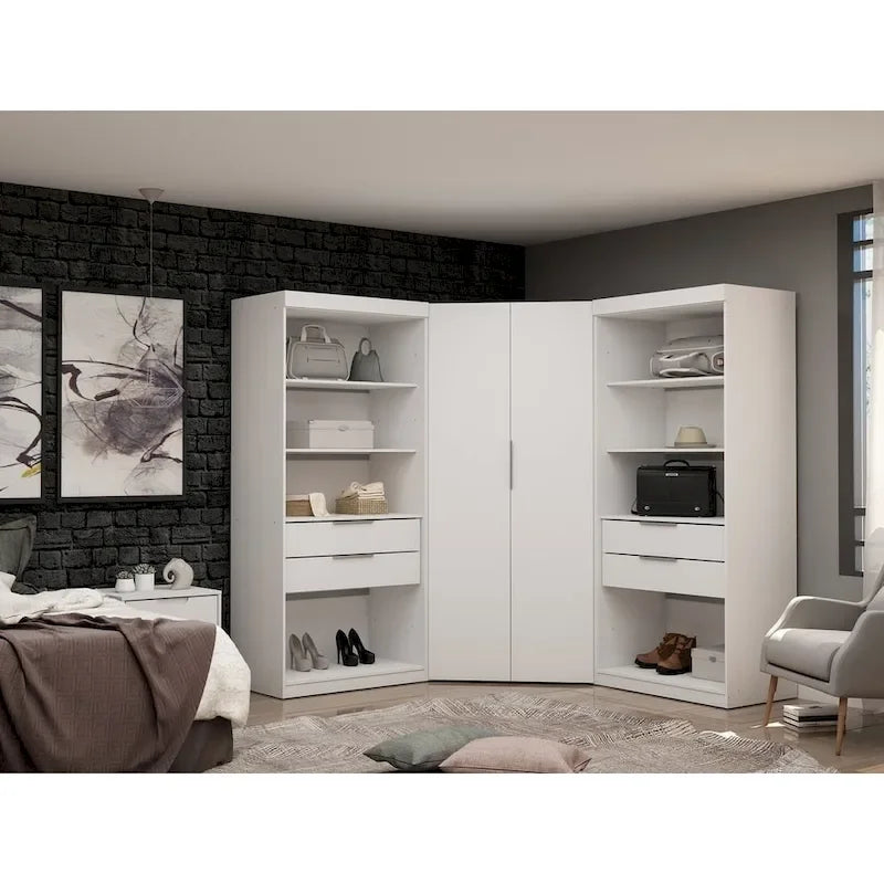 Mulberry 2.0 Semi Open 3 Sectional Modern 4 Drawer Wardrobe Corner Closet Set of 3