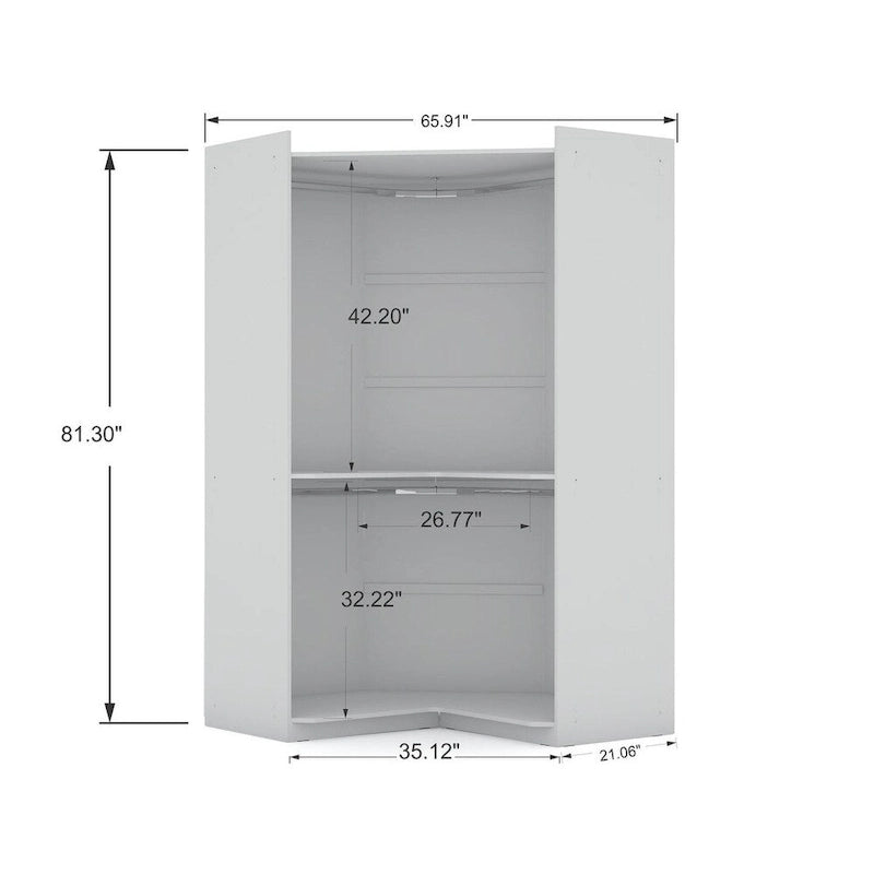 Mulberry 2.0 Semi Open 3 Sectional Modern 4 Drawer Wardrobe Corner Closet Set of 3