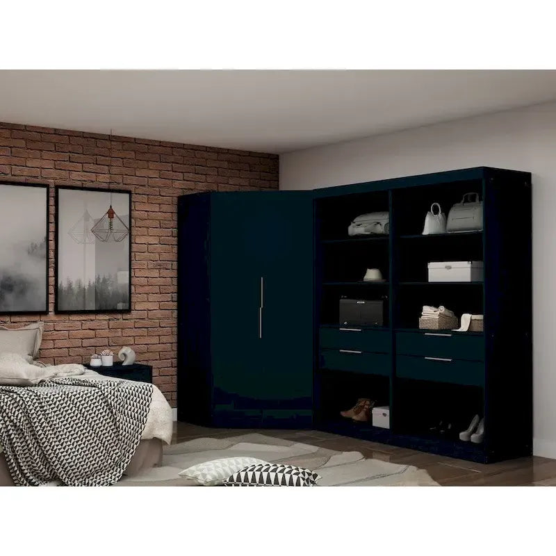 Mulberry 2.0 Semi Open 3 Sectional Modern 4 Drawer Wardrobe Corner Closet Set of 3