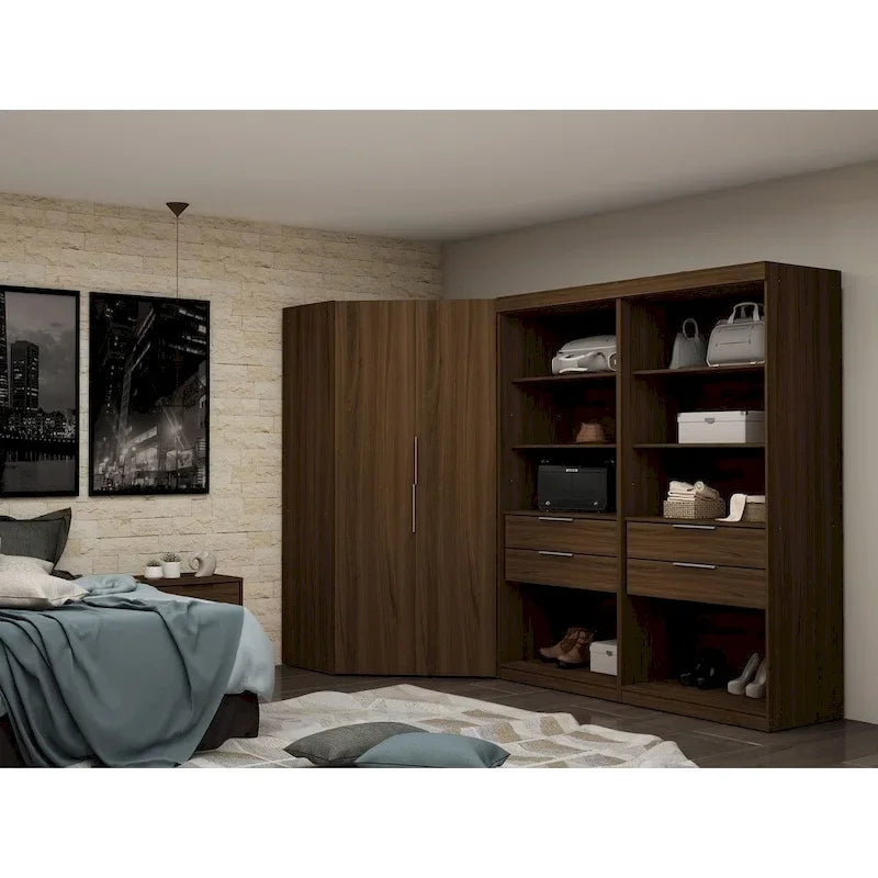 Mulberry 2.0 Semi Open 3 Sectional Modern 4 Drawer Wardrobe Corner Closet Set of 3