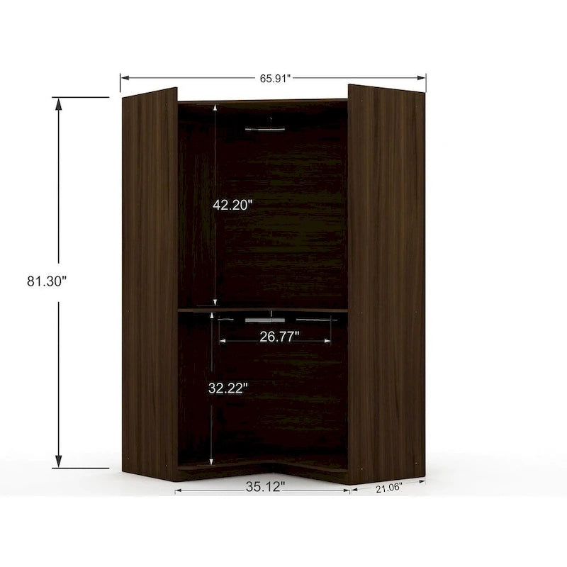 Mulberry 2.0 Semi Open 3 Sectional Modern 4 Drawer Wardrobe Corner Closet Set of 3