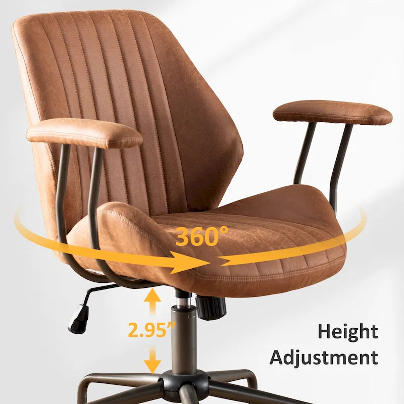 OVIOS Suede Fabric Ergonomic Office Chair Desk Chair Lumbar Support