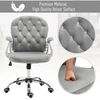 Vinsetto Vanity Middle Back Office Chair Tufted Backrest Swivel Rolling Wheels Task Chair with Height Adjustable Armrests