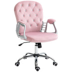Vinsetto Vanity Middle Back Office Chair Tufted Backrest Swivel Rolling Wheels Task Chair with Height Adjustable Armrests