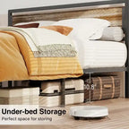 Full Queen Bed Frame with Headboard Sturdy Metal Platform Bed