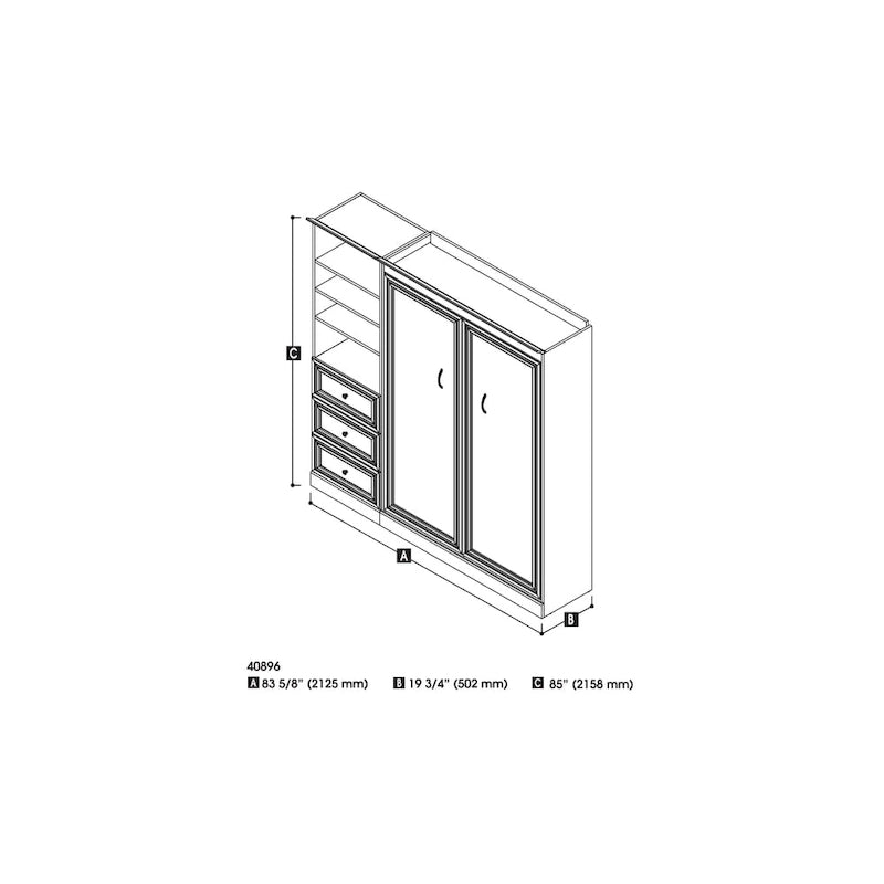 Letto a scomparsa e organizer per armadio a muro Versatile (84W) di Bestar