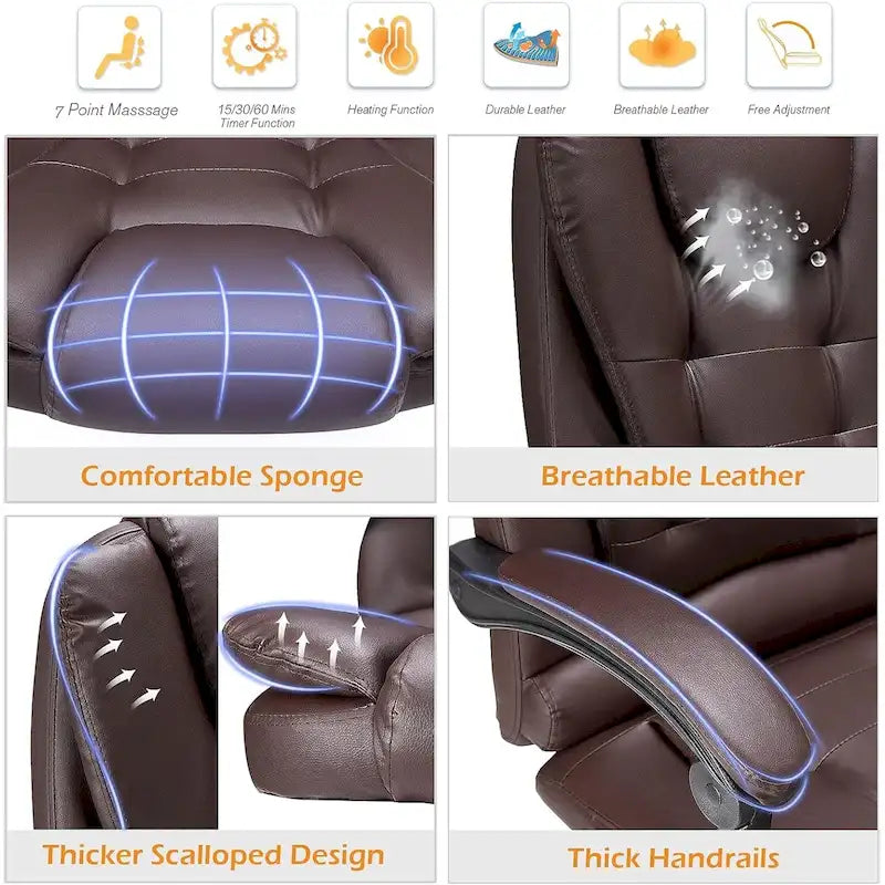 AECOJOY Heated Executive Office Chair w/ Massage &Adjustable Height