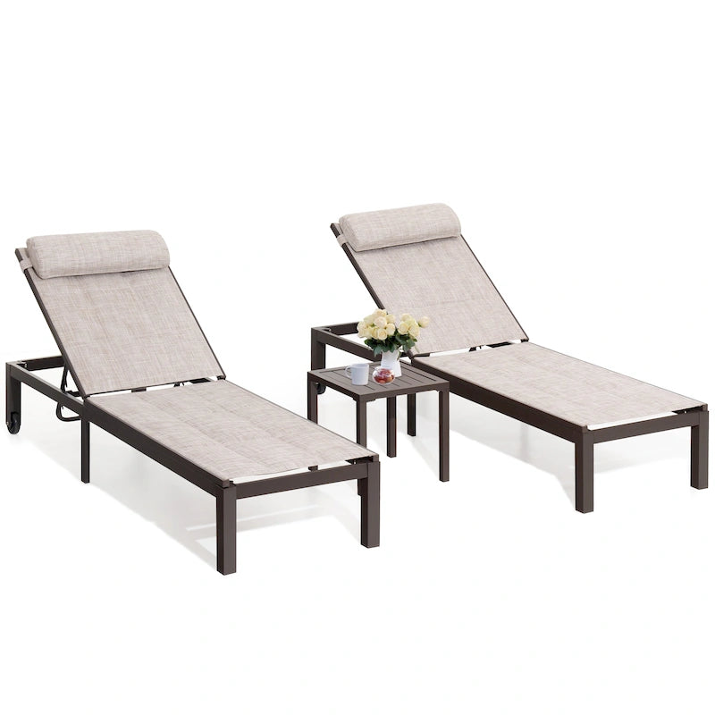 Crestlive Products Outdoor Patio Adjustable Chaise Lounge Chairs Set