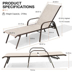 Crestlive Products Outdoor Patio Adjustable Chaise Lounge Chairs Set