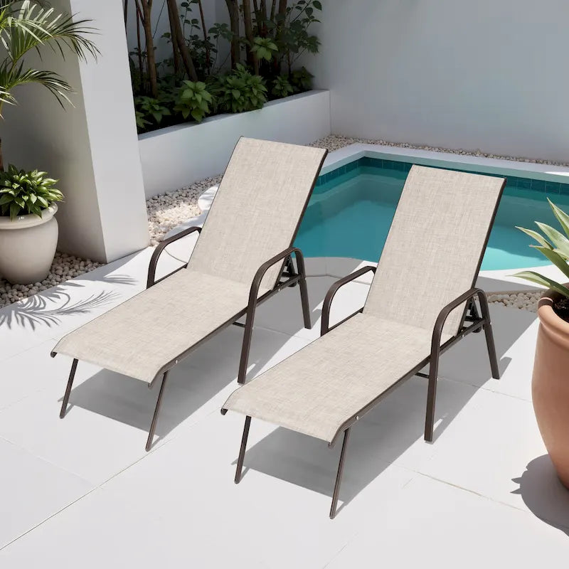 Crestlive Products Outdoor Patio Adjustable Chaise Lounge Chairs Set