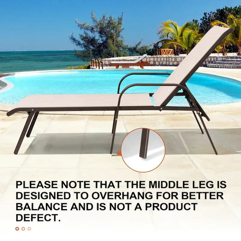 Crestlive Products Outdoor Patio Adjustable Chaise Lounge Chairs Set